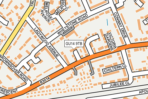 GU14 9TB map - OS OpenMap – Local (Ordnance Survey)