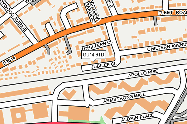 GU14 9TD map - OS OpenMap – Local (Ordnance Survey)