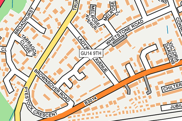 GU14 9TH map - OS OpenMap – Local (Ordnance Survey)