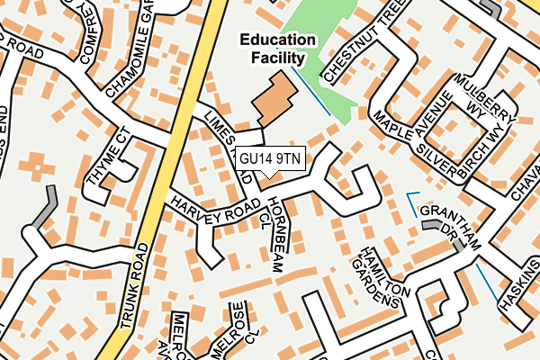 GU14 9TN map - OS OpenMap – Local (Ordnance Survey)