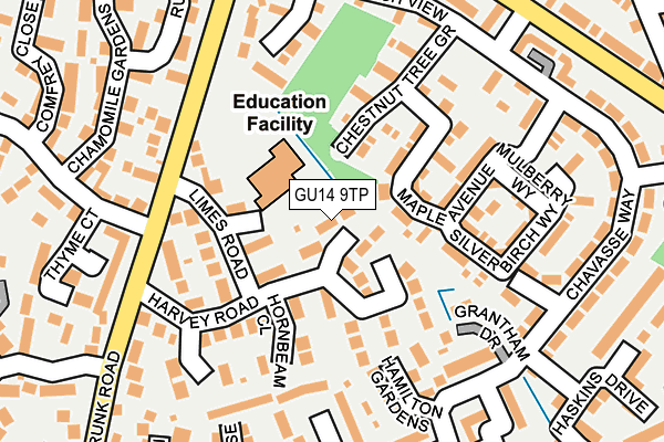 GU14 9TP map - OS OpenMap – Local (Ordnance Survey)