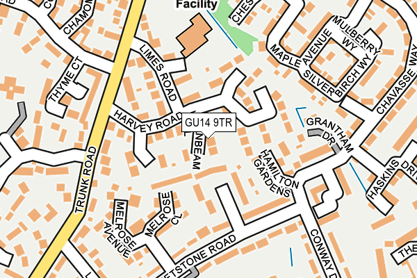 GU14 9TR map - OS OpenMap – Local (Ordnance Survey)