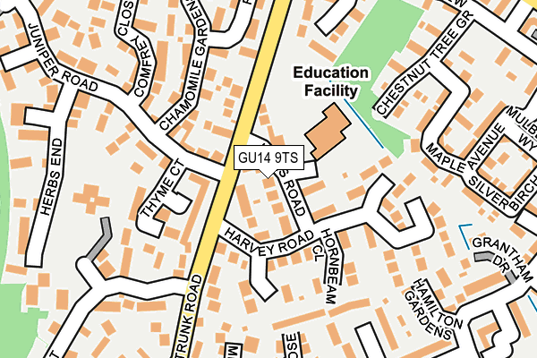 GU14 9TS map - OS OpenMap – Local (Ordnance Survey)