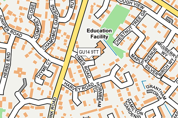 GU14 9TT map - OS OpenMap – Local (Ordnance Survey)