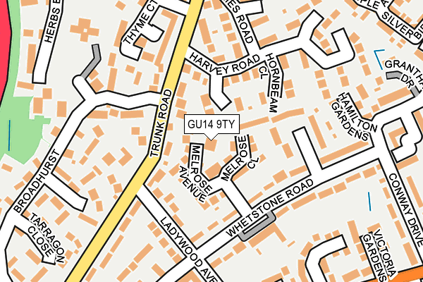 GU14 9TY map - OS OpenMap – Local (Ordnance Survey)