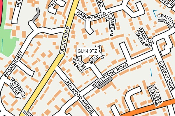 GU14 9TZ map - OS OpenMap – Local (Ordnance Survey)