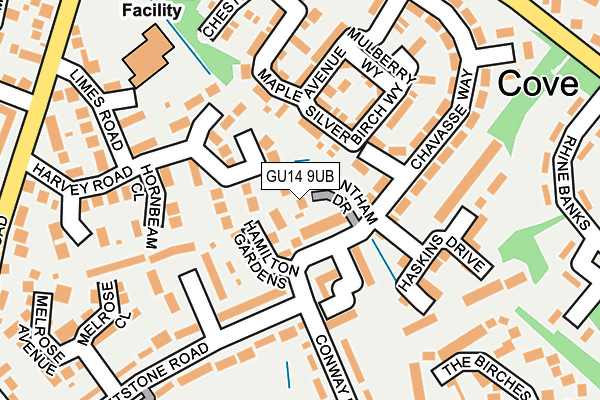 GU14 9UB map - OS OpenMap – Local (Ordnance Survey)