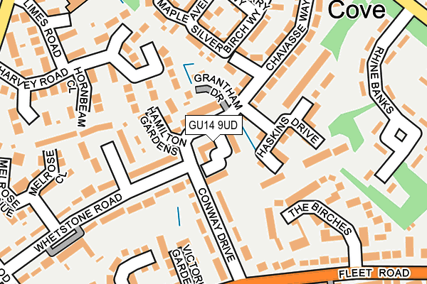 GU14 9UD map - OS OpenMap – Local (Ordnance Survey)