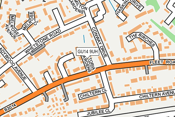 GU14 9UH map - OS OpenMap – Local (Ordnance Survey)