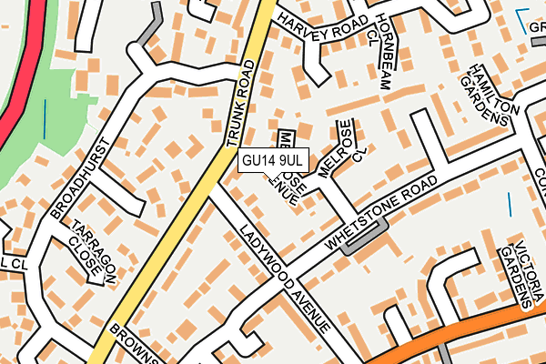 GU14 9UL map - OS OpenMap – Local (Ordnance Survey)