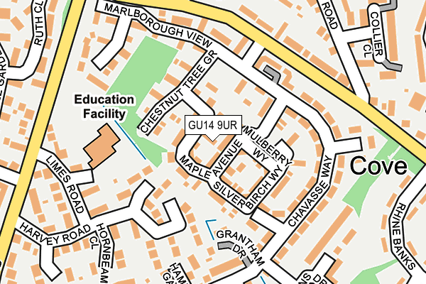 GU14 9UR map - OS OpenMap – Local (Ordnance Survey)