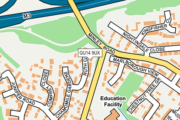 GU14 9UX map - OS OpenMap – Local (Ordnance Survey)