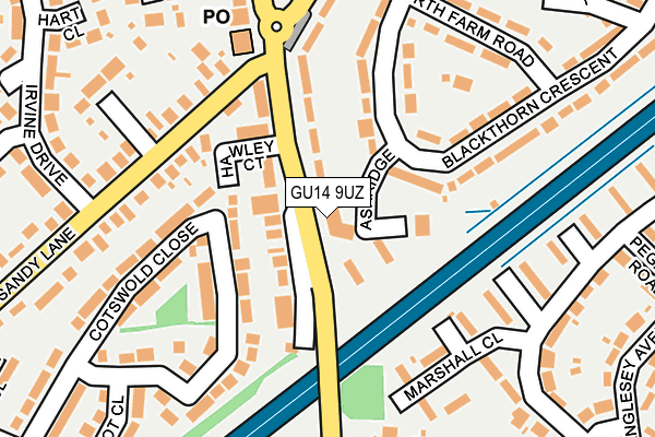 GU14 9UZ map - OS OpenMap – Local (Ordnance Survey)