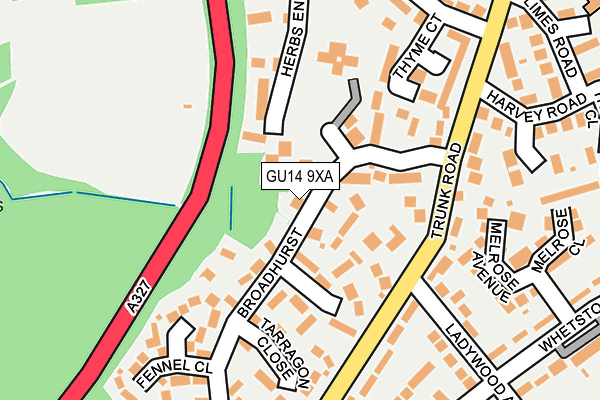 GU14 9XA map - OS OpenMap – Local (Ordnance Survey)