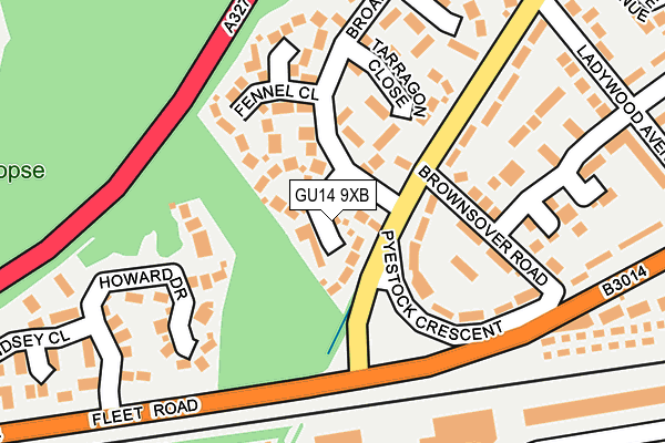 GU14 9XB map - OS OpenMap – Local (Ordnance Survey)