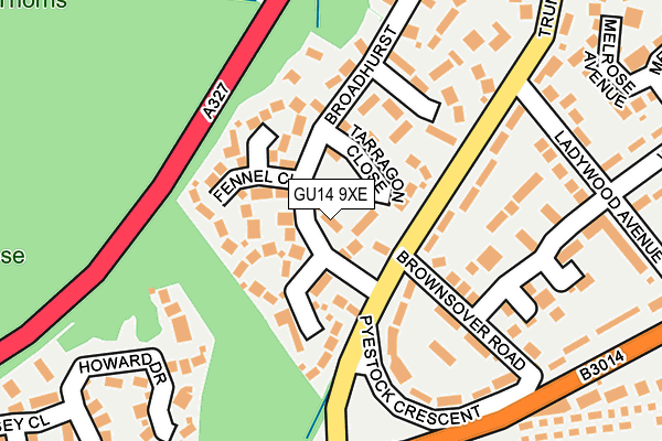 GU14 9XE map - OS OpenMap – Local (Ordnance Survey)