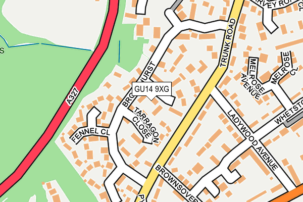 GU14 9XG map - OS OpenMap – Local (Ordnance Survey)