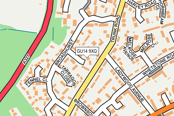 GU14 9XQ map - OS OpenMap – Local (Ordnance Survey)
