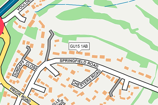 GU15 1AB map - OS OpenMap – Local (Ordnance Survey)