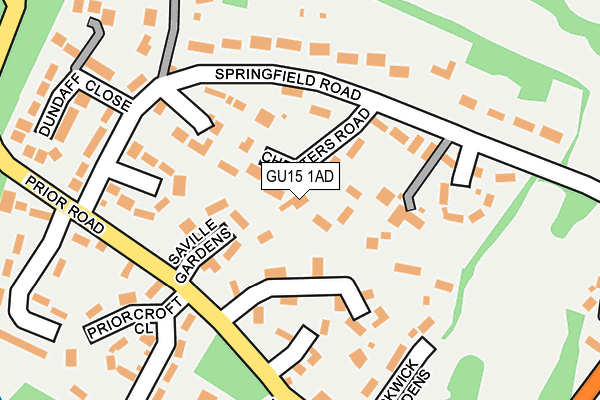 GU15 1AD map - OS OpenMap – Local (Ordnance Survey)