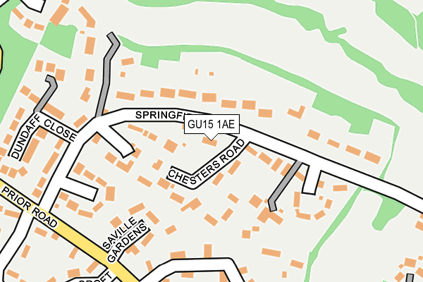 GU15 1AE map - OS OpenMap – Local (Ordnance Survey)