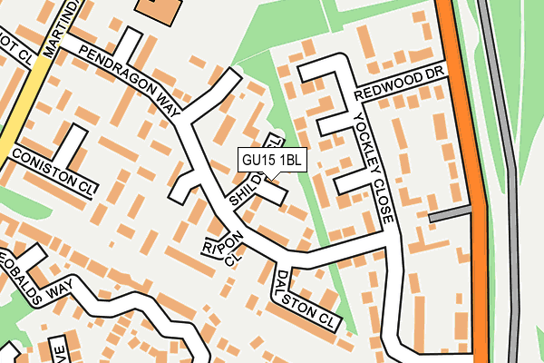 GU15 1BL map - OS OpenMap – Local (Ordnance Survey)