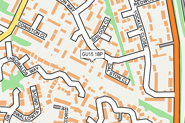 GU15 1BP map - OS OpenMap – Local (Ordnance Survey)
