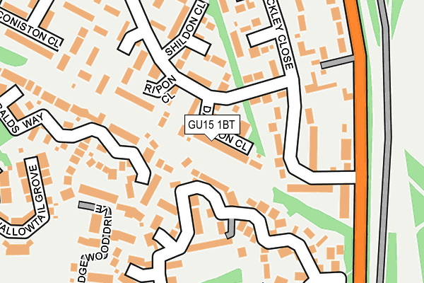 GU15 1BT map - OS OpenMap – Local (Ordnance Survey)