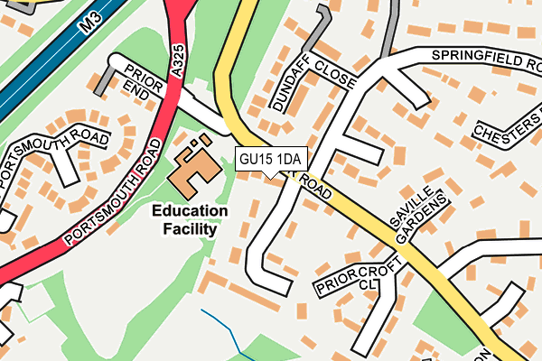 GU15 1DA map - OS OpenMap – Local (Ordnance Survey)