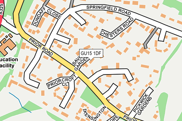 GU15 1DF map - OS OpenMap – Local (Ordnance Survey)