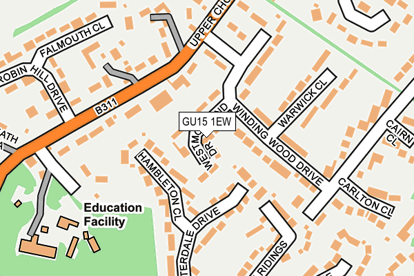 GU15 1EW map - OS OpenMap – Local (Ordnance Survey)