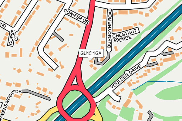 GU15 1GA map - OS OpenMap – Local (Ordnance Survey)