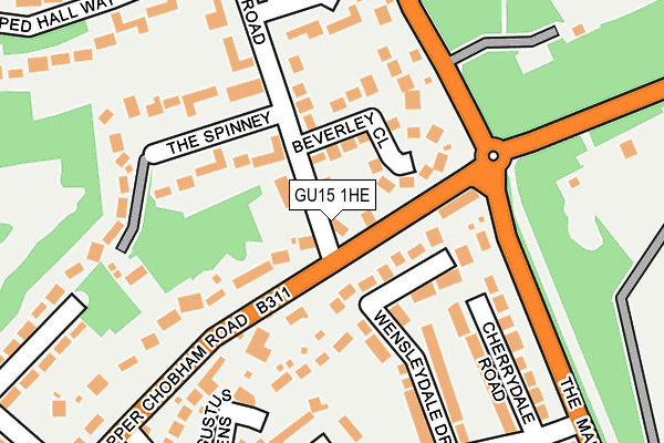 GU15 1HE map - OS OpenMap – Local (Ordnance Survey)