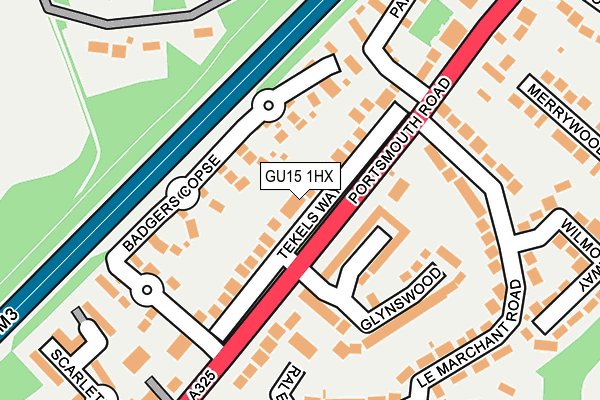 GU15 1HX map - OS OpenMap – Local (Ordnance Survey)
