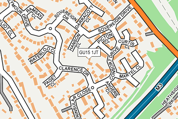 GU15 1JT map - OS OpenMap – Local (Ordnance Survey)