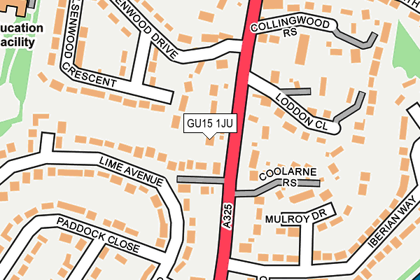 GU15 1JU map - OS OpenMap – Local (Ordnance Survey)