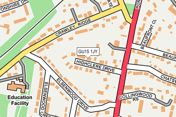 GU15 1JY map - OS OpenMap – Local (Ordnance Survey)