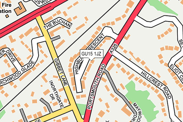 GU15 1JZ map - OS OpenMap – Local (Ordnance Survey)