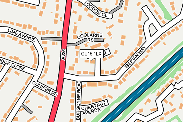GU15 1LX map - OS OpenMap – Local (Ordnance Survey)