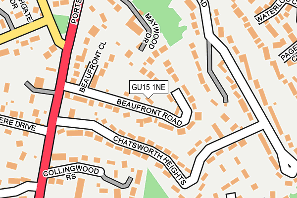 GU15 1NE map - OS OpenMap – Local (Ordnance Survey)