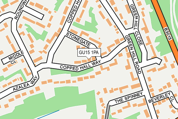 GU15 1PA map - OS OpenMap – Local (Ordnance Survey)