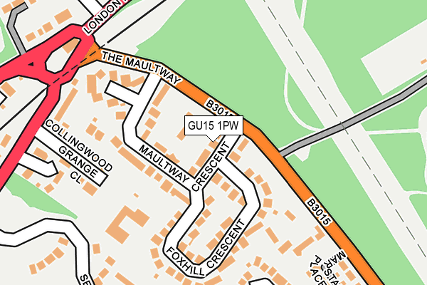 GU15 1PW map - OS OpenMap – Local (Ordnance Survey)