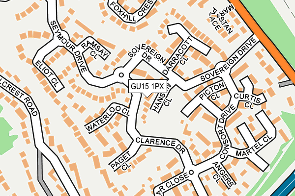 GU15 1PX map - OS OpenMap – Local (Ordnance Survey)