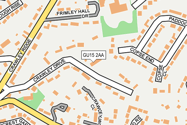 GU15 2AA map - OS OpenMap – Local (Ordnance Survey)