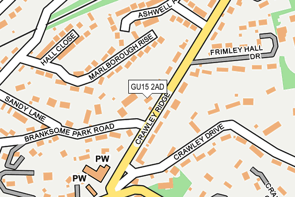 GU15 2AD map - OS OpenMap – Local (Ordnance Survey)