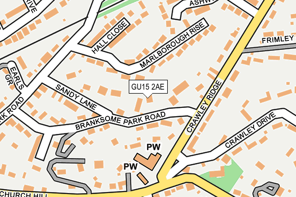 GU15 2AE map - OS OpenMap – Local (Ordnance Survey)