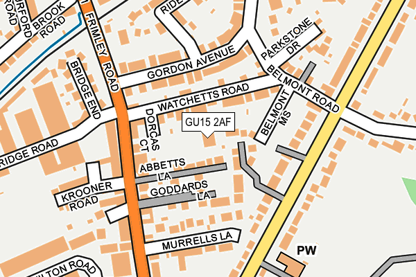 GU15 2AF map - OS OpenMap – Local (Ordnance Survey)