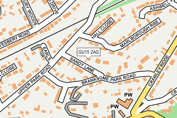 GU15 2AG map - OS OpenMap – Local (Ordnance Survey)