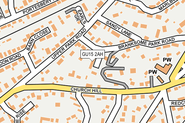 GU15 2AH map - OS OpenMap – Local (Ordnance Survey)