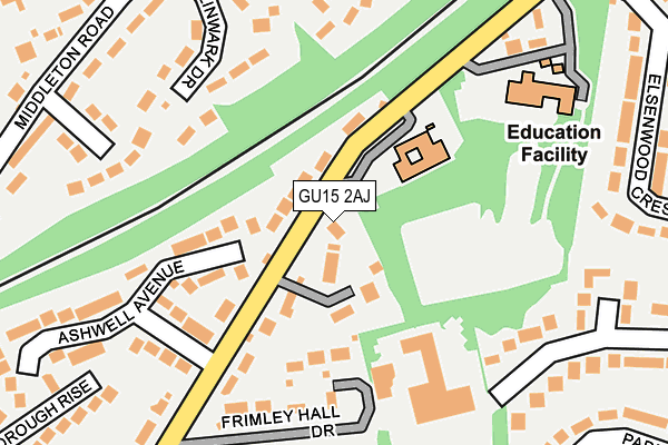 GU15 2AJ map - OS OpenMap – Local (Ordnance Survey)